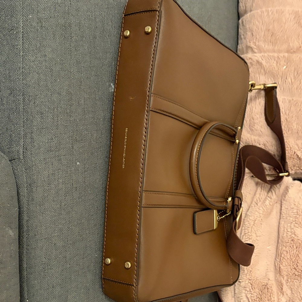 Coach Tan Leather Men's Briefcase - Picture 2 of 8